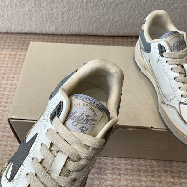 FORTY2 SNEAKERS WITH GREY STAR AND WHITE LEATHER HEEL TAB