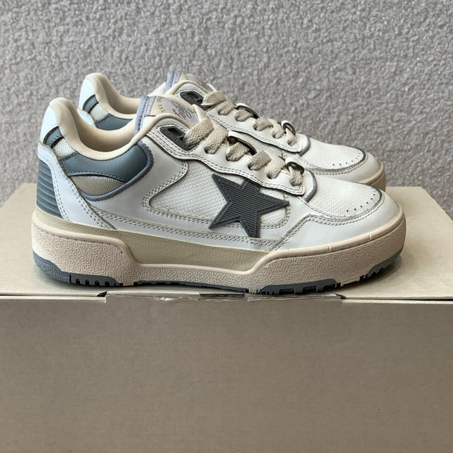 FORTY2 SNEAKERS WITH GREY STAR AND WHITE LEATHER HEEL TAB