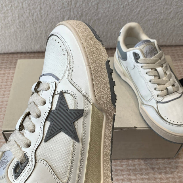 FORTY2 SNEAKERS WITH GREY STAR AND WHITE LEATHER HEEL TAB