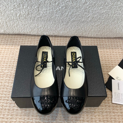 MARY JANE BALLERINA IN BLACK PATENT LAMBSKIN