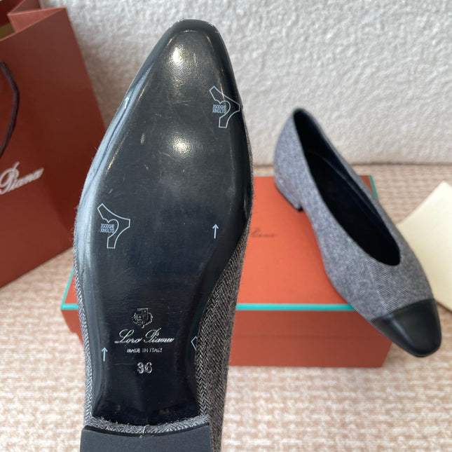 BALLET IN GREY TWEED MIX BLACK LAMBSKIN