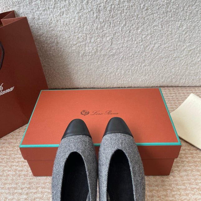 BALLET IN GREY TWEED MIX BLACK LAMBSKIN