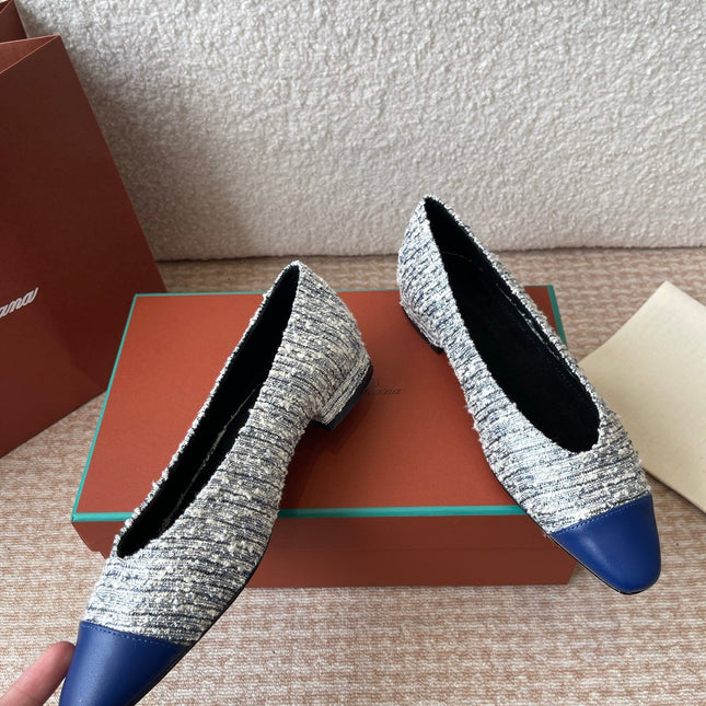 BALLET IN BLUE TWEED MIX LAMBSKIN