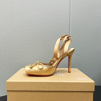 CASSIA LACE UP 100MM IN BROWN SATIN