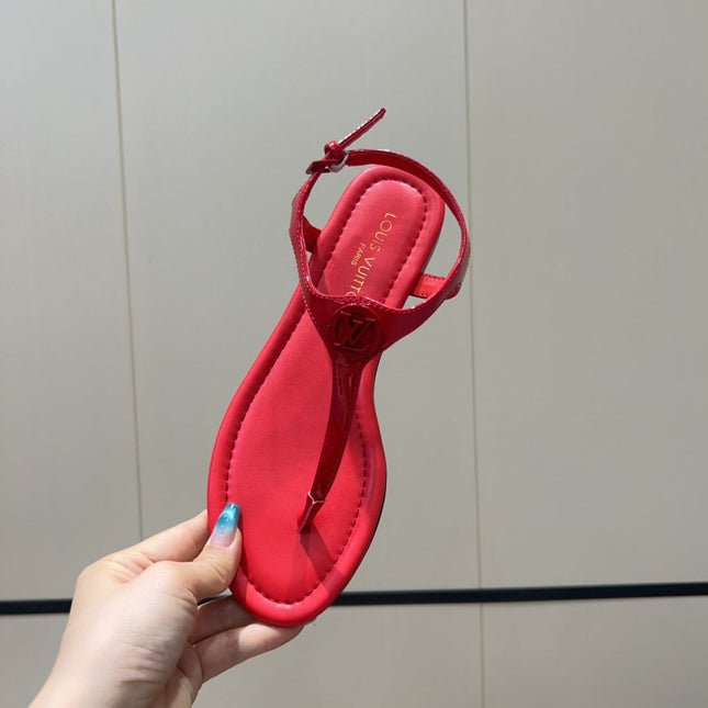 LV THONG SANDALS 25S IN RED CALFSKIN WITH RED HARDWARE