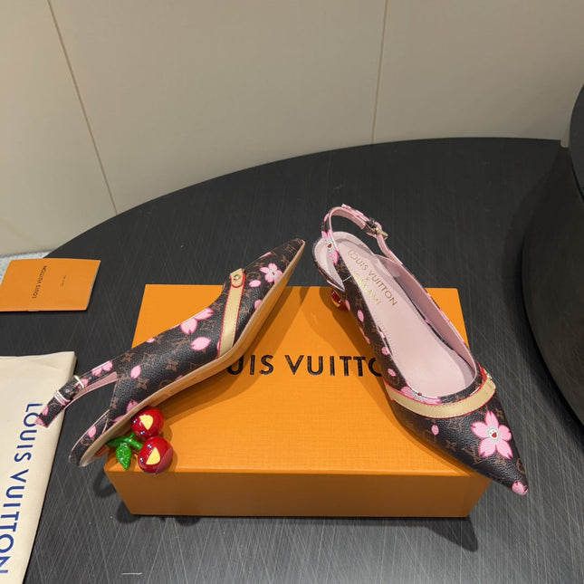 LV HIGH SLINGBACK LOGO PRINT 25S 55 MM IN DARK BROWN CALFSKIN