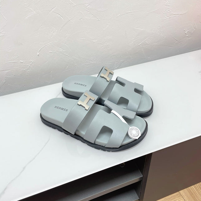 CHYPRE SANDAL PASTEL BLUE LAMBSKIN WITH H BUCKLE