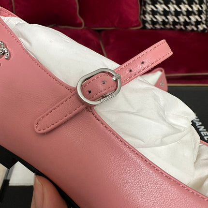 MARY JANE HOT PINK CALFSKIN AND BLACK SATIN