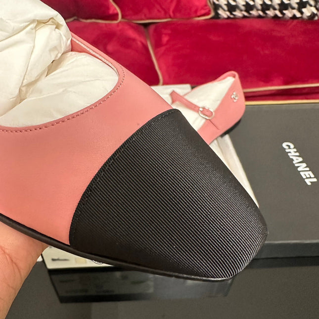 MARY JANE HOT PINK CALFSKIN AND BLACK SATIN