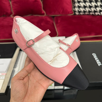 MARY JANE HOT PINK CALFSKIN AND BLACK SATIN