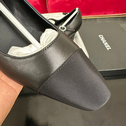 HIGH MARY JANE IN BLACK CALFSKIN AND SATIN