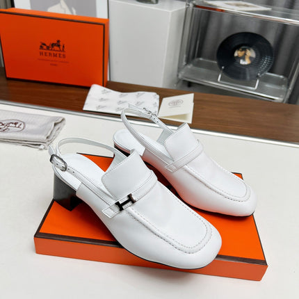 SQUARE TOE SLINGBACK SNOW CALFSKIN