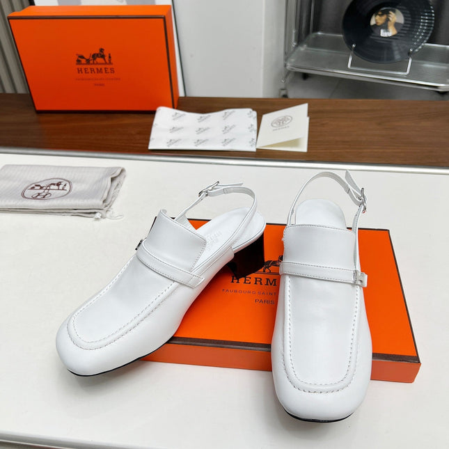 SQUARE TOE SLINGBACK SNOW CALFSKIN