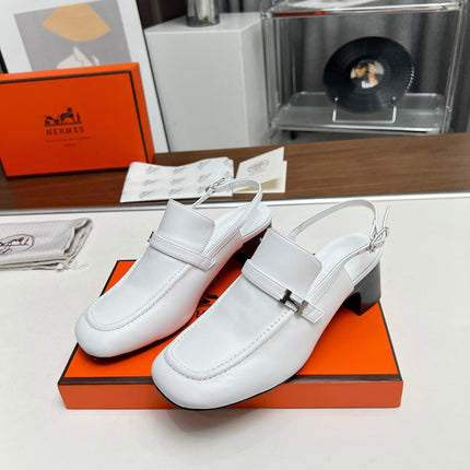 SQUARE TOE SLINGBACK SNOW CALFSKIN