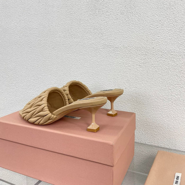 WOMEN'S MID - HEEL APRICOT COLOR LEATHER
