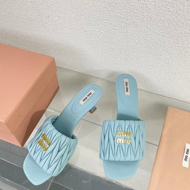 Women's Mid - Heel Baby Blue Leather