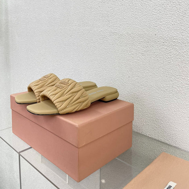 Women's Apricot Leather Slippers