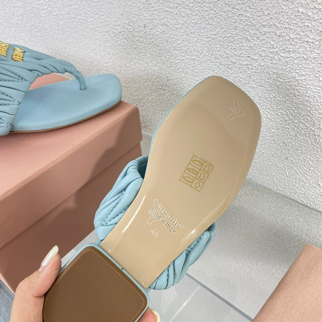 Flip-Flops Baby Blue Leather Stylized