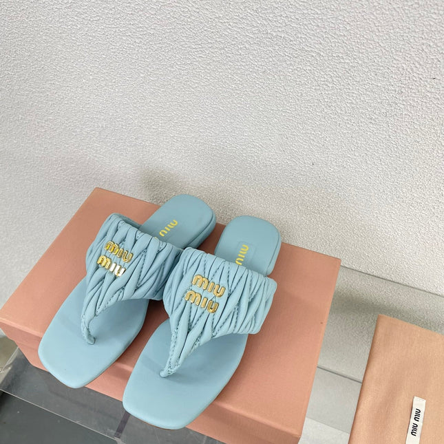 Flip-Flops Baby Blue Leather Stylized