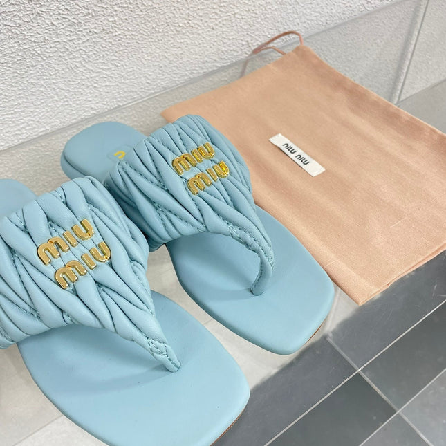 Flip-Flops Baby Blue Leather Stylized