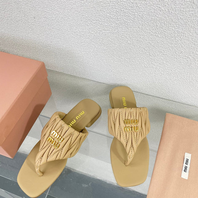 Flip-Flops Apricot Color Leather Stylized