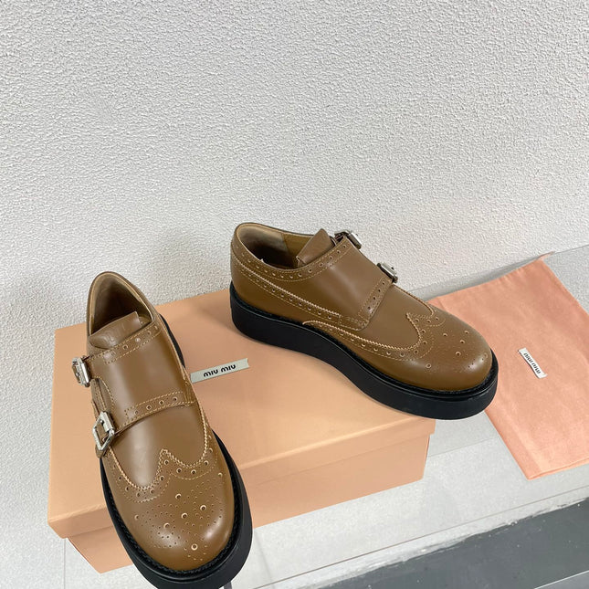 Baroque Thick-Soled Oxford Shoes Cider Calfskin