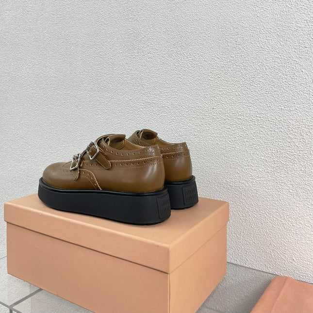 Baroque Thick-Soled Oxford Shoes Cider Calfskin