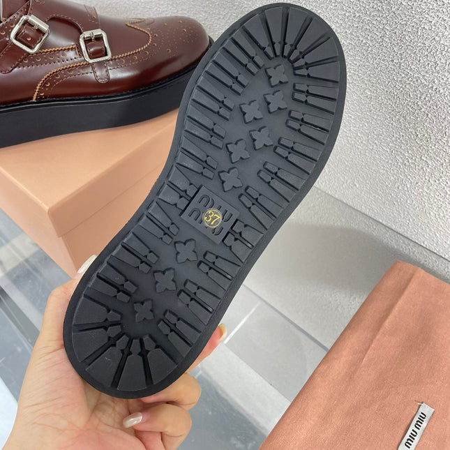 Baroque Thick-Soled Oxford Shoes Walnut Calfskin