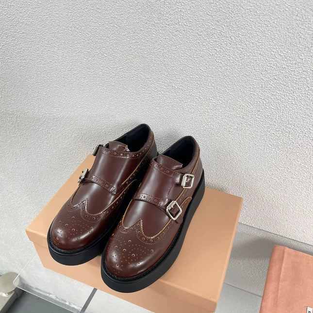 Baroque Thick-Soled Oxford Shoes Walnut Calfskin