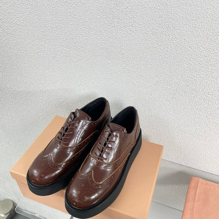 Baroque Thick-Soled Oxford Shoes With Laces Walnut Calfskin