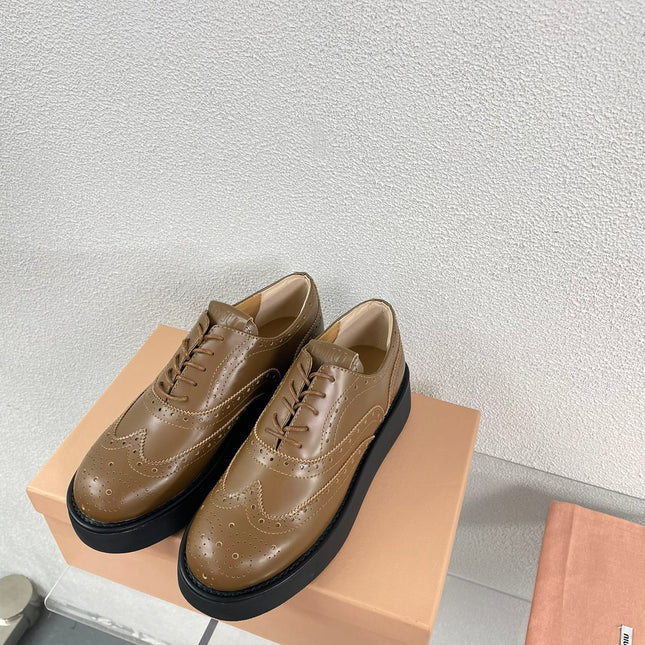 Baroque Thick-Soled Oxford Shoes With Laces Cider Calfskin