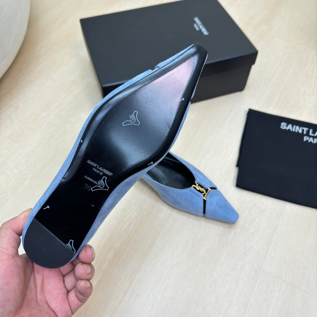 BABYLONE BALLET FLAT IN SKY BLUE SUEDE