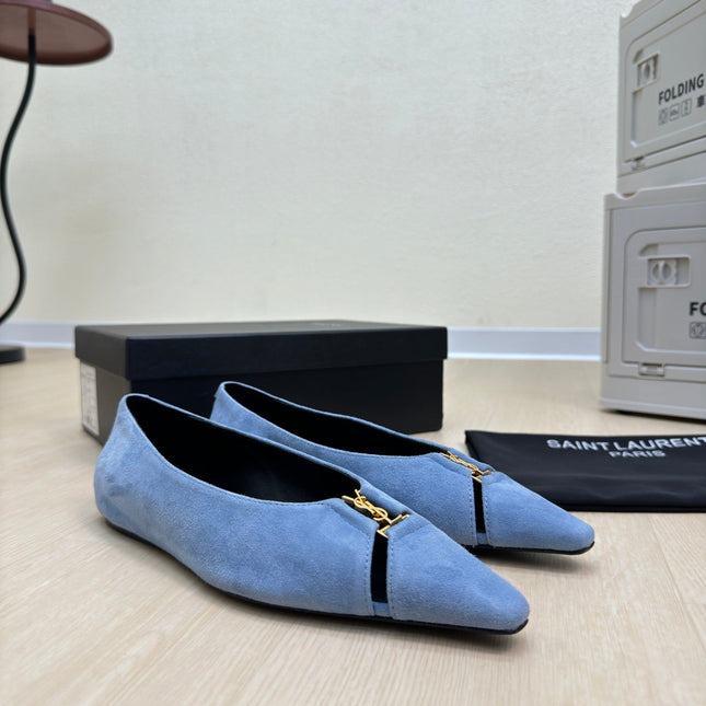 BABYLONE BALLET FLAT IN SKY BLUE SUEDE