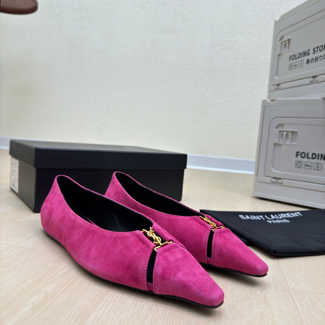 BABYLONE BALLET FLAT IN BRIGHT PINK SUEDE