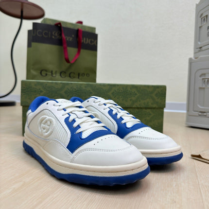 GG INTERLOCKING G SNEAKER BLUE WHITE CALFSKIN AND FABRIC