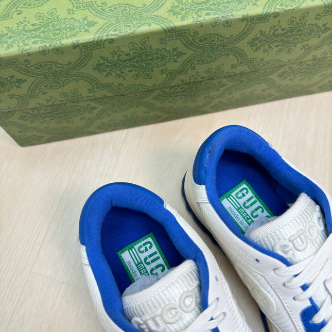 GG INTERLOCKING G SNEAKER BLUE WHITE CALFSKIN AND FABRIC