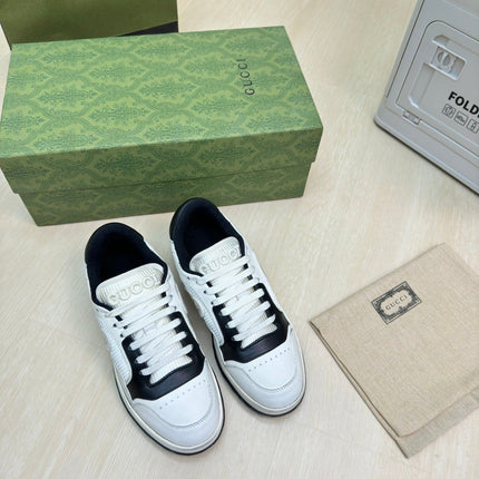 GG INTERLOCKING G SNEAKER BLACK WHITE CALFSKIN AND FABRIC