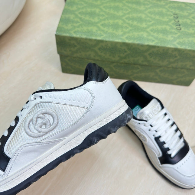 GG INTERLOCKING G SNEAKER BLACK WHITE CALFSKIN AND FABRIC
