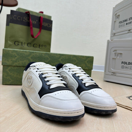 GG INTERLOCKING G SNEAKER BLACK WHITE CALFSKIN AND FABRIC