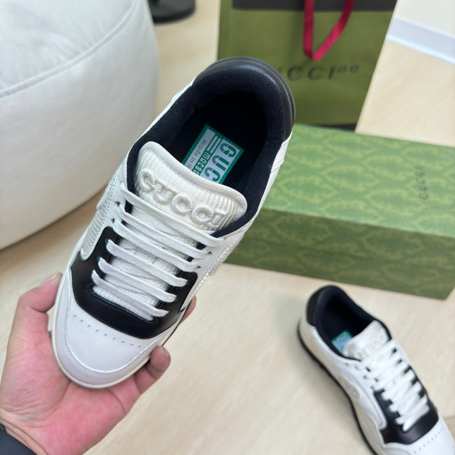 GG INTERLOCKING G SNEAKER BLACK WHITE CALFSKIN AND FABRIC