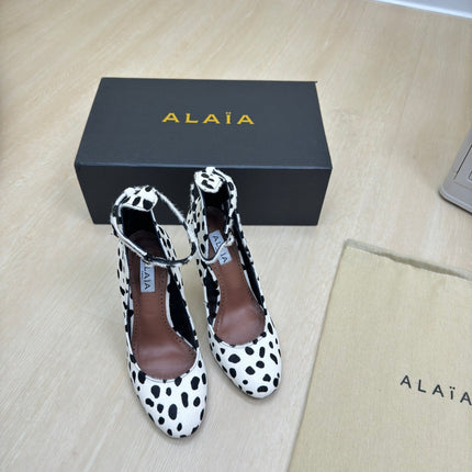 DECOLLETE PUMPS IN BLACK MIX WHITE DOTS HAIRCALF