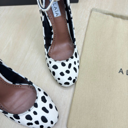 DECOLLETE PUMPS IN BLACK MIX WHITE DOTS HAIRCALF