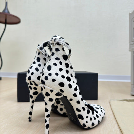 DECOLLETE PUMPS IN BLACK MIX WHITE DOTS HAIRCALF