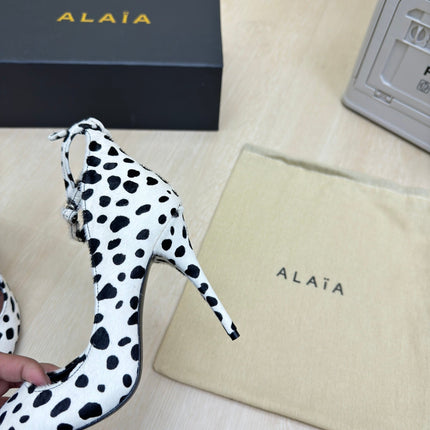 DECOLLETE PUMPS IN BLACK MIX WHITE DOTS HAIRCALF