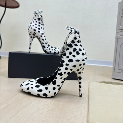 DECOLLETE PUMPS IN BLACK MIX WHITE DOTS HAIRCALF