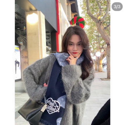 MONOGRAM DRIP 200 CM IN NAVY BLUE WOOL 391068