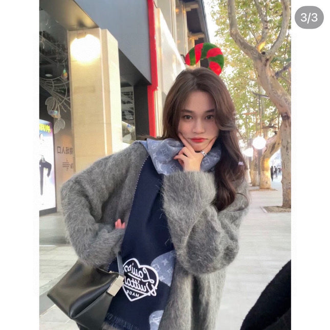 MONOGRAM DRIP 200 CM IN NAVY BLUE WOOL 391068