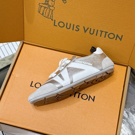 SNEAKERINA TRAINERS IN SILVER-TONE CALFSKIN AND SUEDE