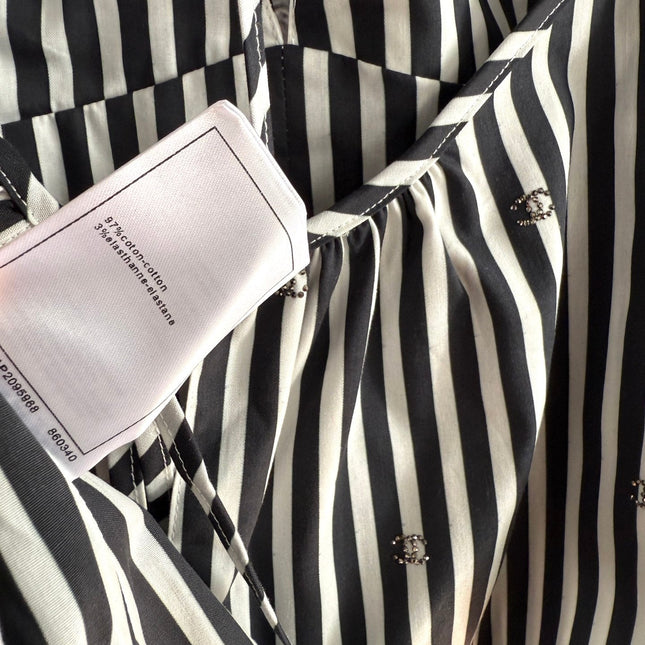 CC Striped Halter Top Black White Cotton