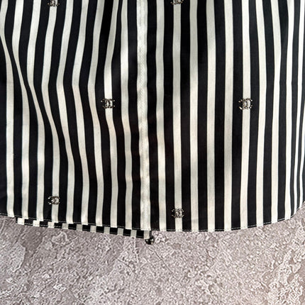 CC Striped Halter Top Black White Cotton
